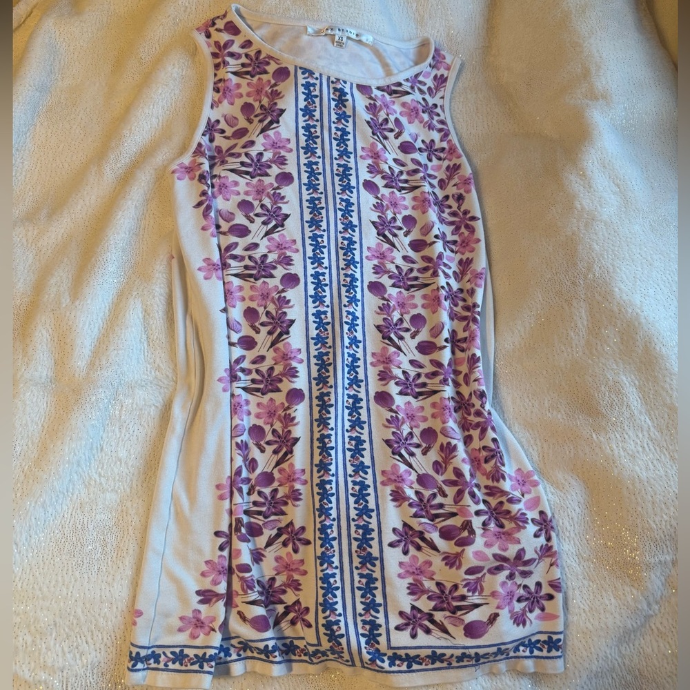 Max Studio Floral Dress with Purple and Blue Details